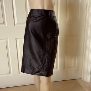 St. John Dark Brown Leather Pencil Skirt 12